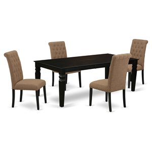 East West Furniture Logan 5-piece Wood Dining Set in Black/Light Sable