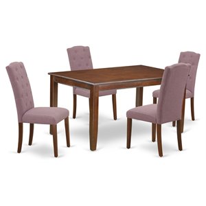 East West Furniture Dudley 5-piece Wood Dining Set in Mahogany/Dahlia