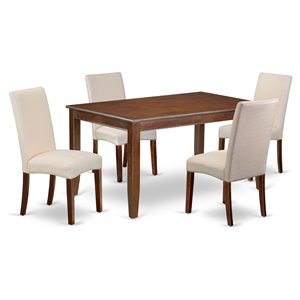 East West Furniture Dudley 5-piece Wood Dining Set in Mahogany/Cream