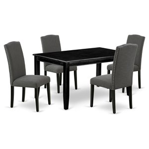 East West Furniture Dudley 5-piece Wood Dining Set in Black/Dark Gotham Gray