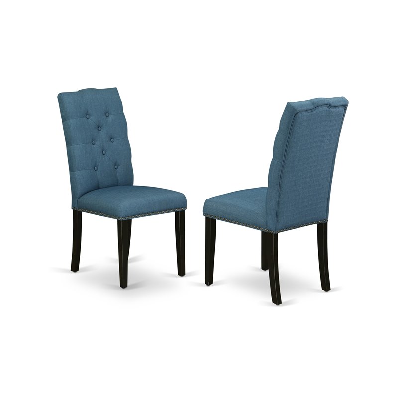 East West Furniture Lassale 5-piece Wood Dining Set in Walnut/Mineral Blue