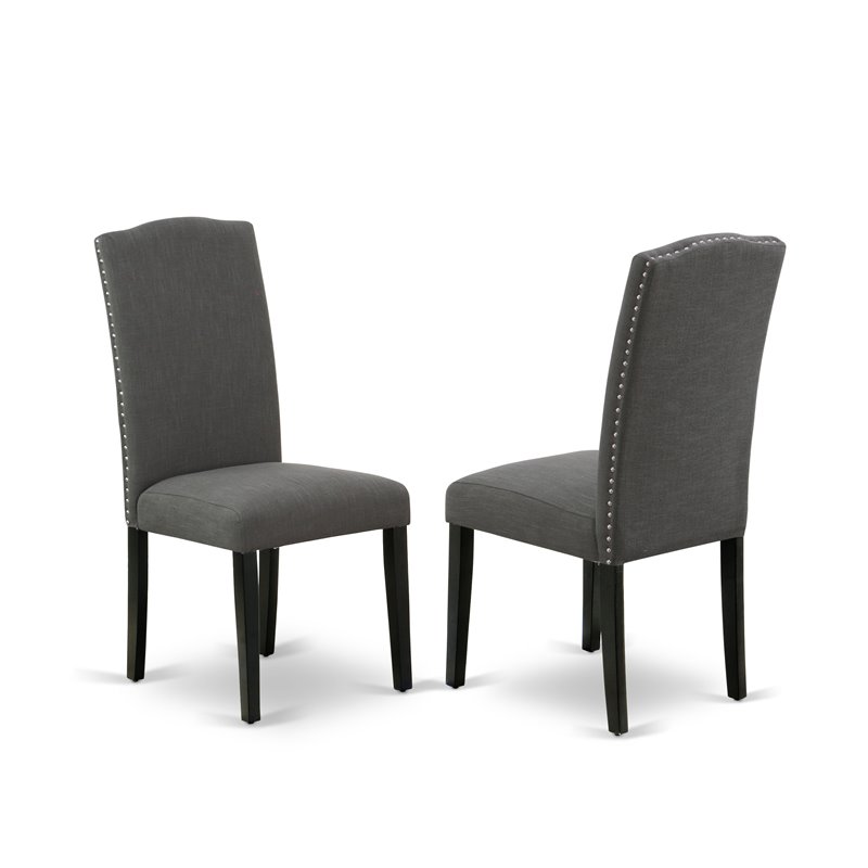 East West Furniture Lassale 5-piece Wood Dining Set in Brown/Dark Gotham Gray