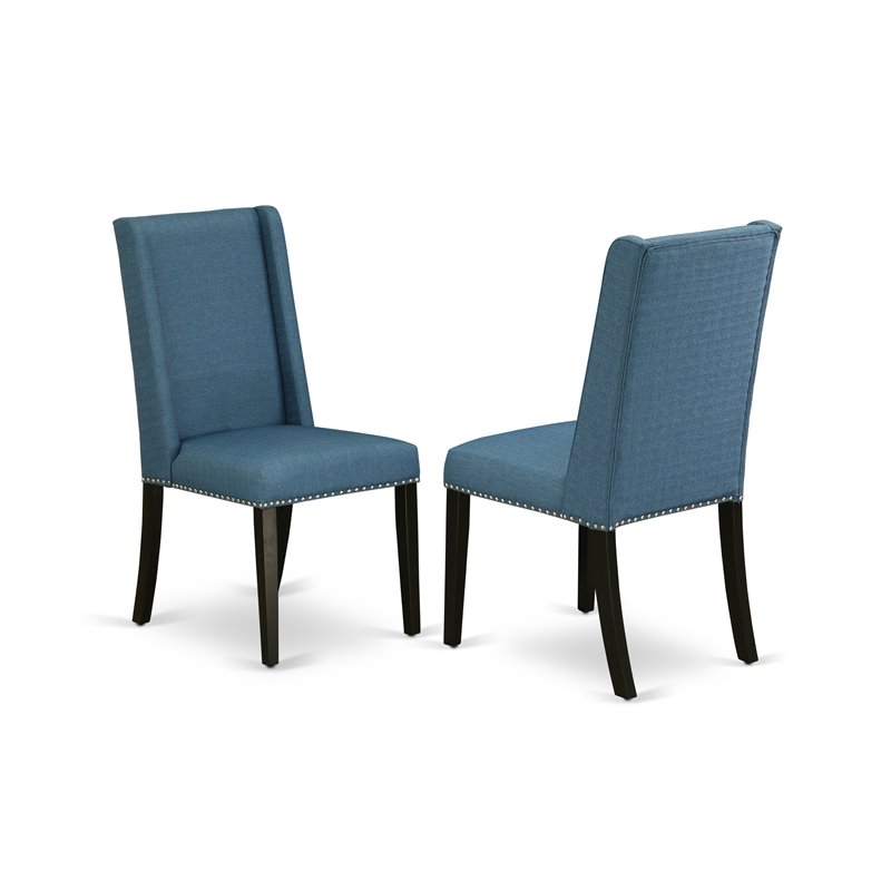 East West Furniture Lassale 5-piece Wood Dining Set with Fabric Seat in Walnut