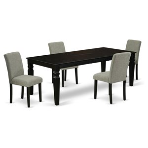 East West Furniture Logan 5-piece Wood Dining Set in Black/Shitake