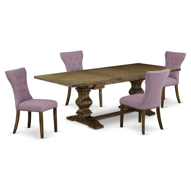 East West Furniture Lassale 5-piece Wood Dining Set in Jacobean/Brown Green