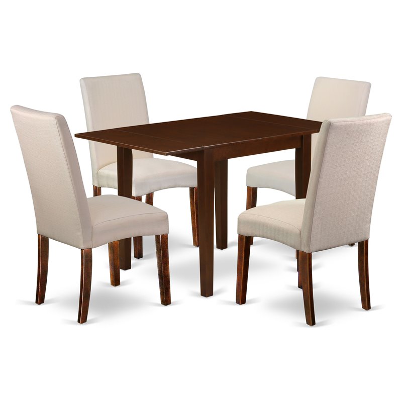 East West Furniture Norden 5-piece Wood Dining Set in Mahogany/Cream