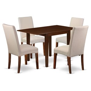 East West Furniture Norden 5-piece Wood Dining Set in Mahogany/Cream