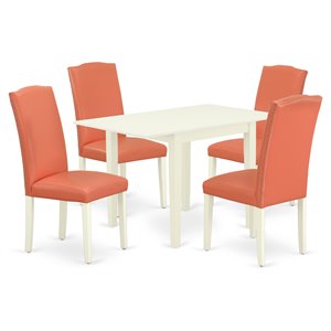 East West Furniture Norden 5-piece Wood Dining Room Set in Linen White