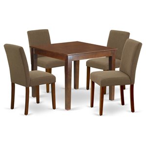East West Furniture Oxford 5-piece Wood Dining Set in Mahogany/Coffee