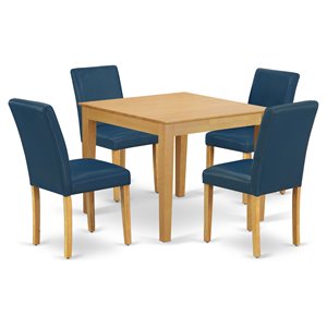 East West Furniture Oxford 5-piece Wood Dining Set in Oak/Oasis