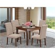 East West Furniture Oxford 5-piece Wood Dining Set in Mahogany/Light Fawn