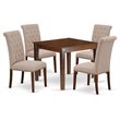 East West Furniture Oxford 5-piece Wood Dining Set in Mahogany/Light Fawn