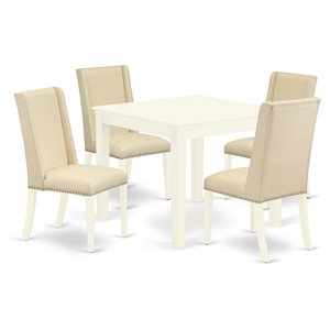 East West Furniture Oxford 5-piece Wood Dining Set in Linen White