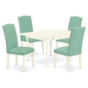 East West Furniture Monza 5-piece Wood Dining Set with Full Back Chairs in White