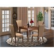 East West Furniture Oxford 5-piece Wood Dining Set with Fabric Seat in Mahogany