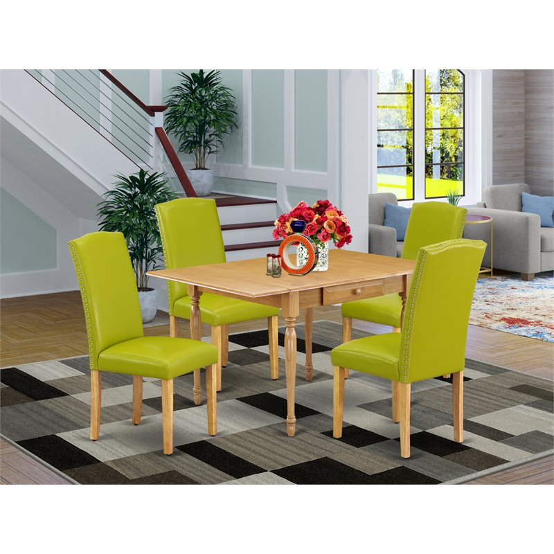 East West Furniture Monza 5-piece Traditional Wood Dining Set in Oak