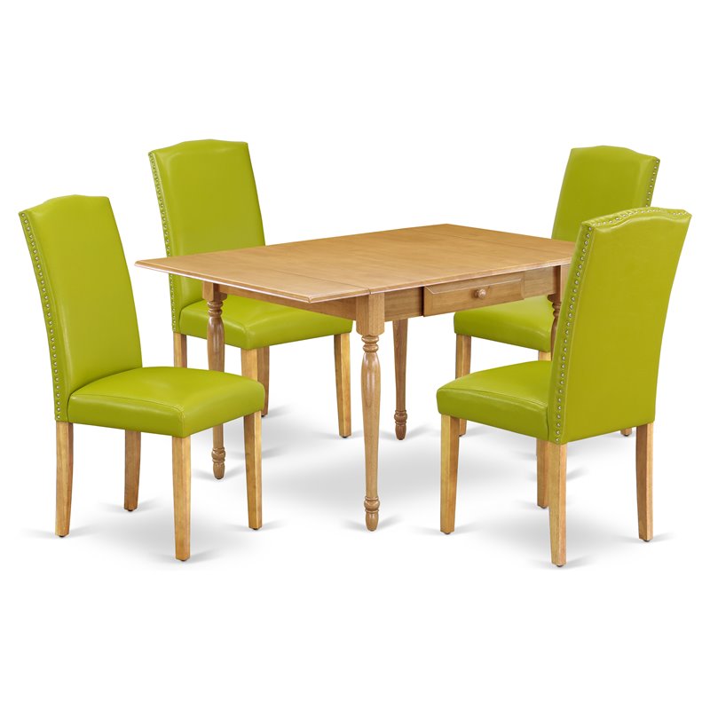 East West Furniture Monza 5-piece Traditional Wood Dining Set in Oak