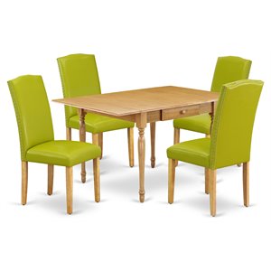 East West Furniture Monza 5-piece Traditional Wood Dining Set in Oak