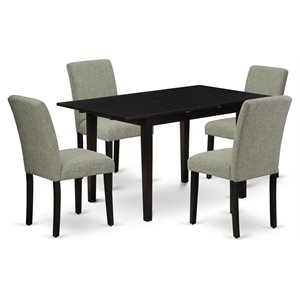 East West Furniture Norfolk 5-piece Wood Dining Set with High Back in Black