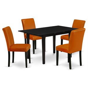 East West Furniture Norfolk 5-piece Wood Dining Table Set in Black