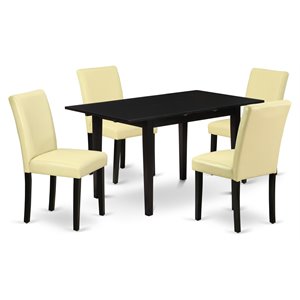 East West Furniture Norfolk 5-piece Wood Dining Room Set in Black