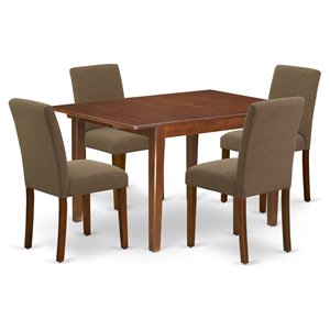 East West Furniture Norfolk 5-piece Wood Dining Set in Mahogany/Coffee