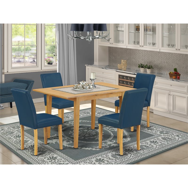 East West Furniture Norfolk 5-piece Wood Dining Set in Oak/Oasis