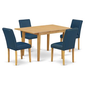 East West Furniture Norfolk 5-piece Wood Dining Set in Oak/Oasis