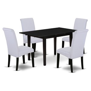 East West Furniture Norfolk 5-piece Wood Kitchen Set in Black
