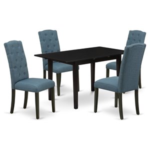 East West Furniture Norfolk 5-piece Wood Dining Room Table Set in Black