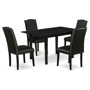 East West Furniture Norfolk 5-piece Wood Table and Dining Chairs in Black