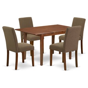 East West Furniture Picasso 5-piece Wood Dining Set in Mahogany/Coffee