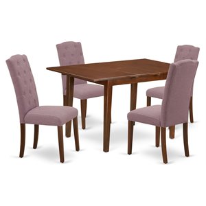 East West Furniture Picasso 5-piece Wood Dining Set in Mahogany/Dahlia