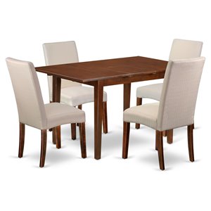 East West Furniture Picasso 5-piece Wood Kitchen Set in Mahogany