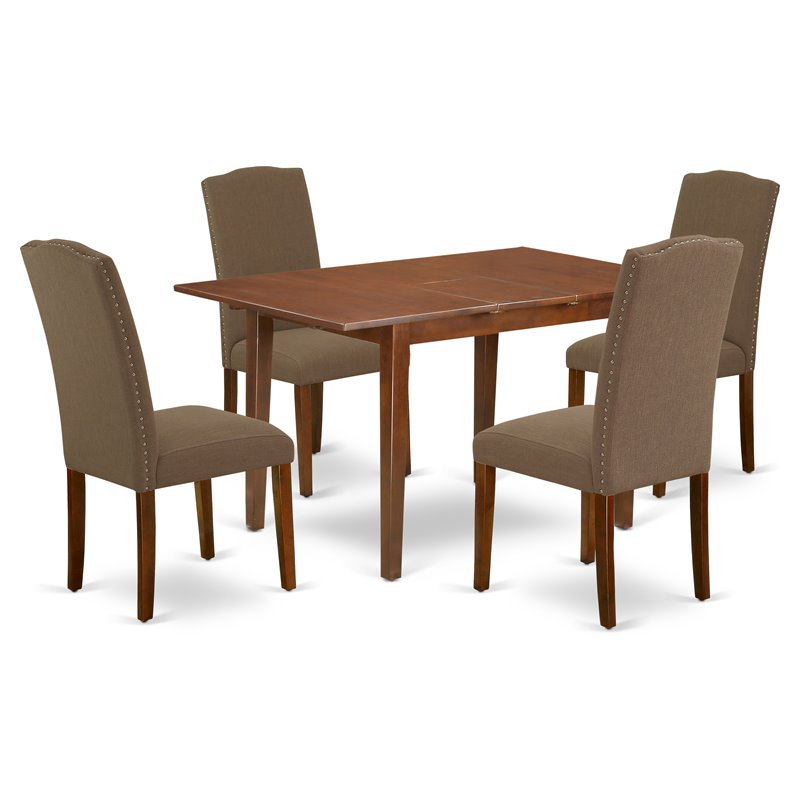 East West Furniture Picasso 5-piece Wood Dining Set in Mahogany/Dark Coffee
