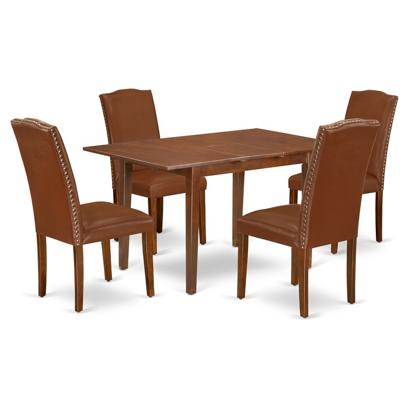 East West Furniture Picasso 5-piece Wood Dining Table Set in Mahogany