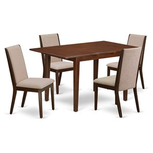 East West Furniture Picasso 5-piece Wood Dining Table and Chairs in Mahogany