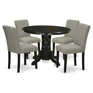 East West Furniture Shelton 5-piece Wood Dining Set in Black/Shitake