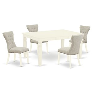 East West Furniture Weston 5-piece Wood Dining Room Set in Linen White