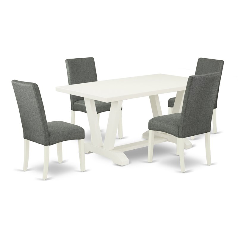 East West Furniture V-Style 5-piece Wood Dining Set in Gray Finish