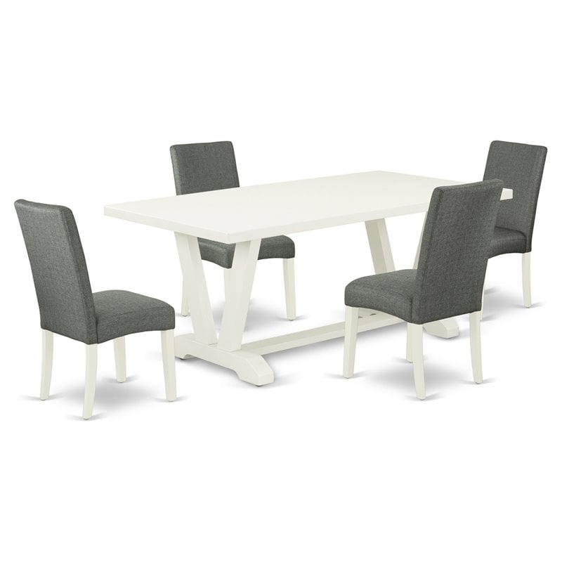 East West Furniture V-Style 5-piece Wood Dining Room Set in Gray Finish