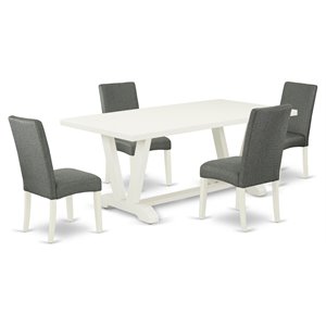 East West Furniture V-Style 5-piece Wood Dining Room Set in Gray Finish