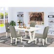 East West Furniture V-Style 5-piece Dining Set with Rectangular Table in White