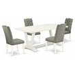 East West Furniture V-Style 5-piece Dining Set with Rectangular Table in White