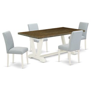 East West Furniture V-Style 5-piece Dining Room Set in Linen White