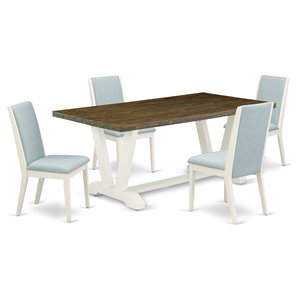 East West Furniture V-Style 5-piece Wood Kitchen Set in Jacobean Brown