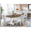 East West Furniture V-Style 5-piece Kitchen Set in Linen White