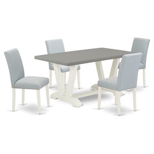 East West Furniture V-Style 5-piece Kitchen Table Set in Linen White