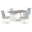 East West Furniture V-Style 5-piece Kitchen Table Set in Linen White