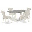 East West Furniture V-Style 5-piece Dining Set w/ Rectangular Table in White